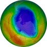 Antarctic ozone map for 2025-10-11